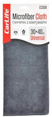 Салфетка из микрофибры 30x40 см серая CarLife CC936 1 шт.