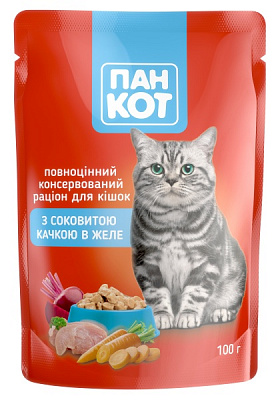 Корм для котів Пан Кот з соковитою качкою в желе