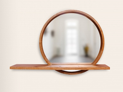 Зеркало с полкой Luxury Wood Sunset ясень темный D800 мм 