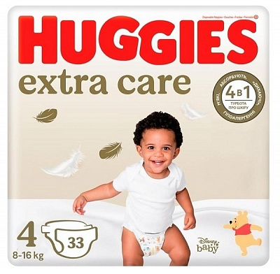 Підгузки Huggies Extra Care 4 8-16 кг 33 шт.
