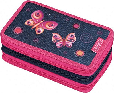 Пенал 31 предм Triple Butterfly Dreams Метелики синій 11438710 Herlitz синій