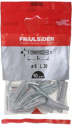 Дюбель універсальний із L-гаком 6x30 мм 10 шт. Friulsider