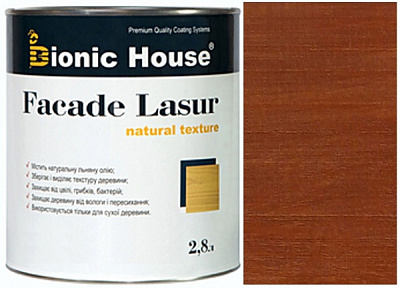 Лазур-антисептик Bionic House Facade Lasur Масляна для дерев’яних фасадів Каштан напівмат 2,8 л 2,5 кг