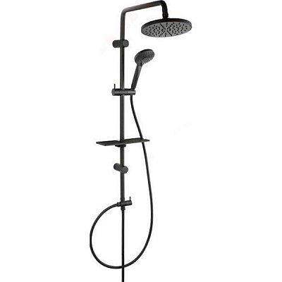 Душевая система с круглым верхним душем Twister black