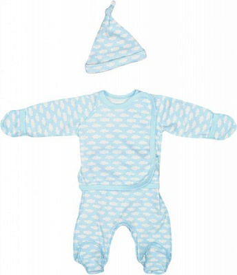 Комплект для хлопчика Маленькие люди тучки 8301-110 + шапочка р.56 блакитний