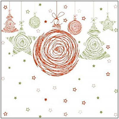 Салфетки столовые Ruta (елочные украшения) 24х24 см 40 шт.