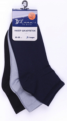 Набір шкарпеток жіночих Luna бавовна 2251720407015 р.23-25 см синій/чорний/сірий