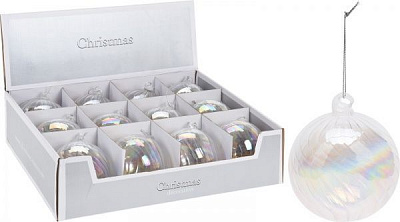 Куля новорічна перламутрова скло 10 см