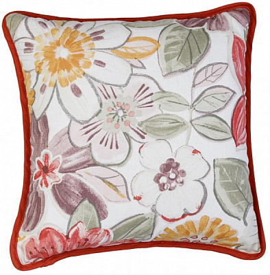 Подушка декоративная Sun цветы 45x45 см красный с белым Прованс 