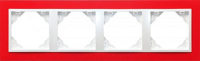 Рамка четырехместная Efapel ANIMATO Logus универсальная красный/металлик ледяной 90940 TVG