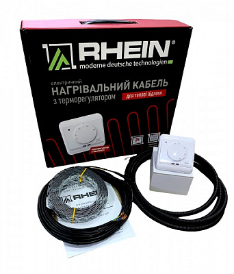 Нагревательный кабель Rhein 125/375 W 1,9 - 3 кв.м + терморегулятор