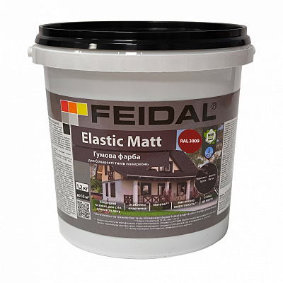 Фарба гумова водоемульсійна Feidal Elastic Matt Ral 3009 мат червоно-коричневий 1,2кг