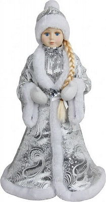 Декоративная фигура Снегурочка в серебристой шубе 46 см 