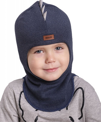 Шапочка детская для мальчика Beezy Дино р.50-52 синий меланж 1715 