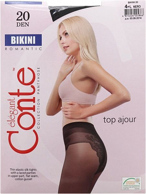 Колготки Conte BIKINI 20 den nero р. 4 чорний