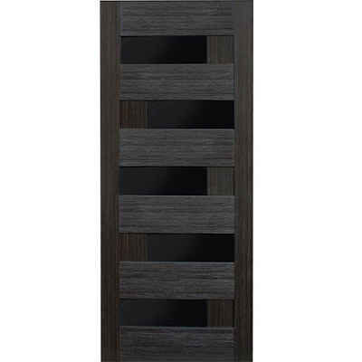 Дверное полотно ОМиС Домино-R ПО черное стекло 600 мм дуб венге