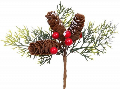 Декорація новорічна Пучечок хвойний з шишками 17 см EPI-EYW16421