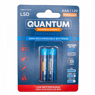 Акумулятор Quantum Ni-MH з низьким саморозрядом LSD 1000 мА/г AAA (мізинчикові) 2 шт.