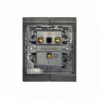 Выключатель двухклавишный HausMark INO без подсветки черный LS-2G-GP-Black