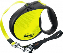 Поводок-рулетка FLEXI Neon Reflect L черный с желтым до 50 кг 5 м