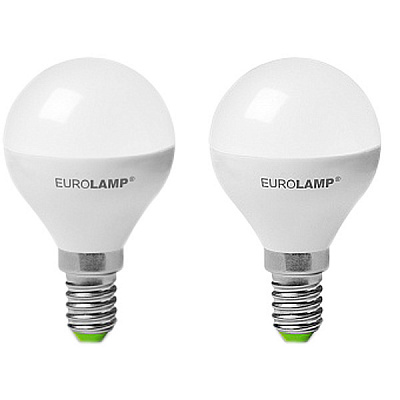 Лампа LED Eurolamp G45 5 Вт E14 3000K теплый свет 2 шт