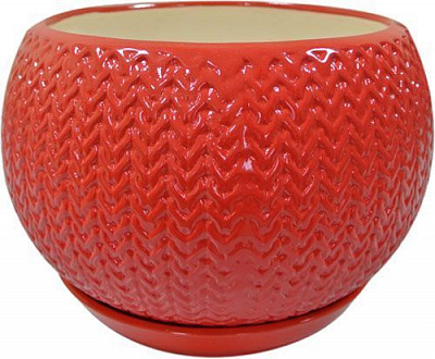 Горшок керамический Ориана-Запорожкерамика Шар коса круглый 5л глянец красный 