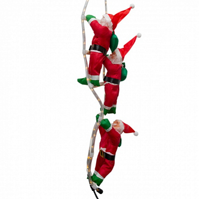 Декоративна новорічна фігура Девілон Дід Мороз на драбині 3 шт. 810184 30 см