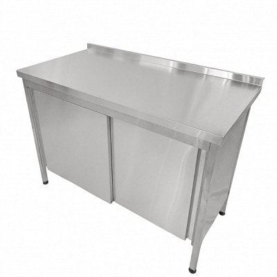 Стол-тумба с полуобъемным бортом и полкой Ukrsushka 1200x600х850 мм нержавеющая сталь