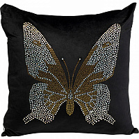 Подушка Діамантові метелики 45x45 см чорний KARE Design 