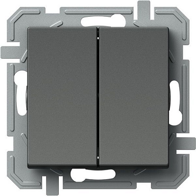 Вимикач прохідний двоклавішний TEM Logiq без підсвітки антрацит SQ63ATXO-U