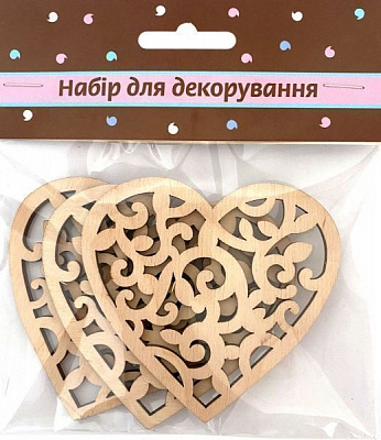 Декор із фанери Серця ажурні 3 шт. Аплі-Краплі