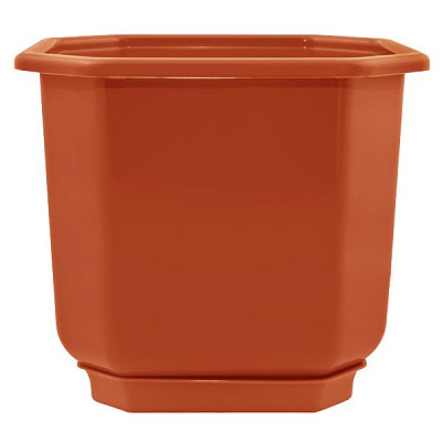 Горшок пластиковый Алеана Дама квадратный 11л терракот (112023) 