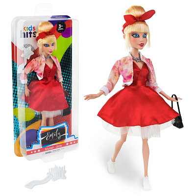 Кукла шарнирная Kids Hits в стильном красном платье с аксессуарами KH24/001