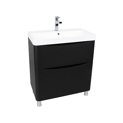 Тумба напольная Aqua Rodos Vista Black-Matt с умывальником Deep 75 см
