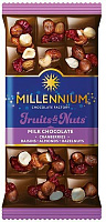 Шоколад Millennium Fruits&Nuts молочний з цілими лісовими горіхами 80 г
