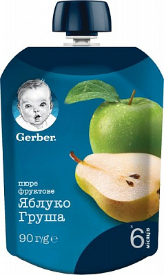 Пюре Gerber Яблоко и груша с 6 месяцев 90 г 7613036345507 