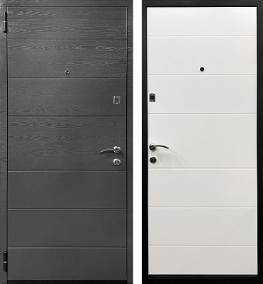 Дверь входная Министерство дверей Молодежная дуб грифель / дуб пломбир 2050x960 мм левая