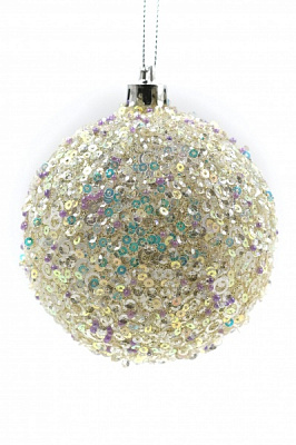 Куля новорічна Феєрверк 100 мм золотий 8494