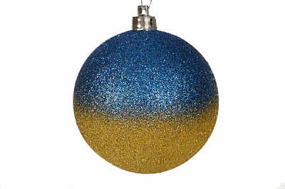 Куля новорічна Перемога d 80 мм синій із золотим 1722