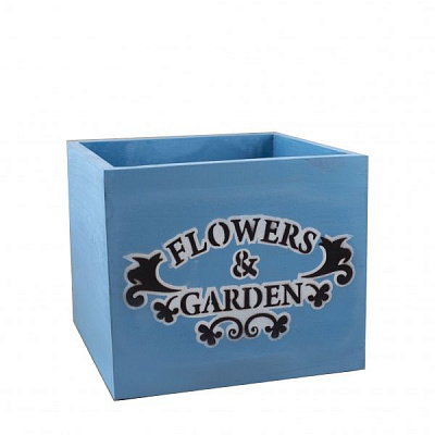 Кашпо деревянное Elsa Flowers & Garden Прованс 20x20 см квадратный голубой (DL-19-12) 