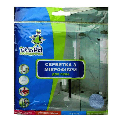 Салфетка из микрофибры для стекла Хорошая хозяюшка 1 шт