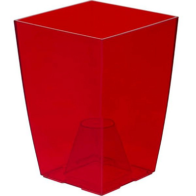 Кашпо пластиковое Lamela Финезия квадратный 3,1л красный/прозрачный (377) 