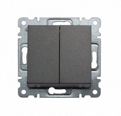 Механізм вимикача прохідний двоклавішний Makel Karea без підсвітки димчастий 57050026