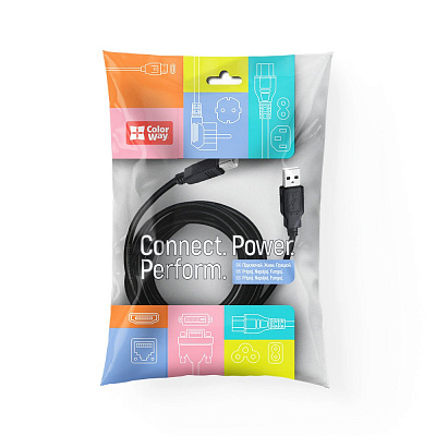 Кабель для принтера ColorWay USB 2.0 AM to BM Print Cable black (CW-CBUB073-BK)