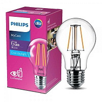 Лампа светодиодная Philips Classic 6 Вт A60 прозрачная E27 220 В 6500 К 