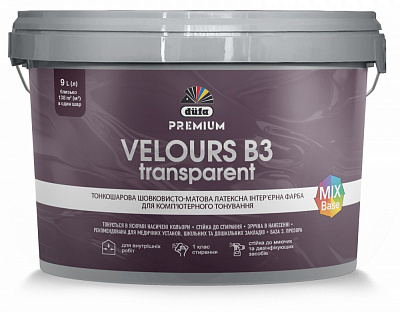 Фарба латексна вінілова Dufa PREMIUM Velours P 110 B3 шовковистий мат прозорий 2,5л