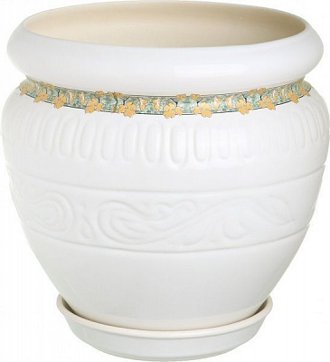 Горшок керамический Ориана-Запорожкерамика Амфора лоза круглый 7,5л золотистый/белый (002-0-002) 