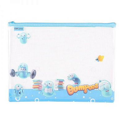 Папка-конверт на замку EZ70202 А4 Bumpees різнокольорова блакитна Deli