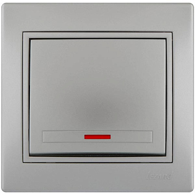 Вимикач одноклавішний Lezard Mira з підсвіткою 10 А 250В IP20 сірий 701-1010-111