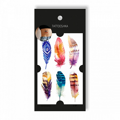 Тимчасове татуювання Tattooshka 6 пір’їнок L-37